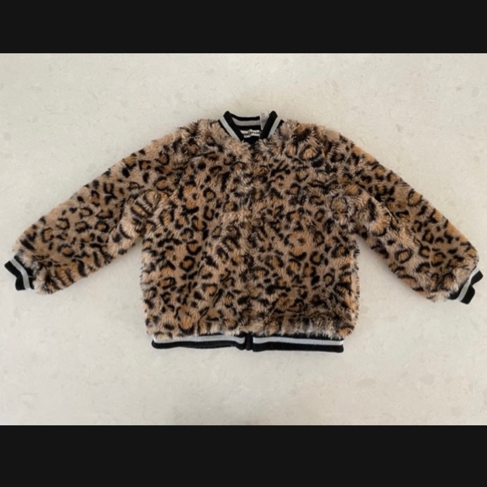 EUC Bloomingdale's Mini Series Little Kids Varsity Leopard Print Jacket Sz 4T